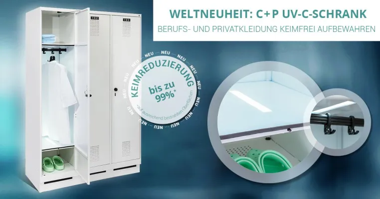 C + P Möbelsysteme lanciert Weltneuheit: Der UV-C Garderobenschrank Bild: C + P Möbelsysteme lanciert Weltneuheit: Der UV-C Garderobenschrank