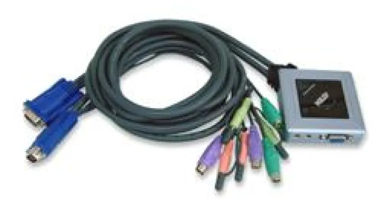 Bild: Petite CS-62B von ATEN - Innovativer 2-Port PS/2 KVM Switch mit integrierter Verkabelung