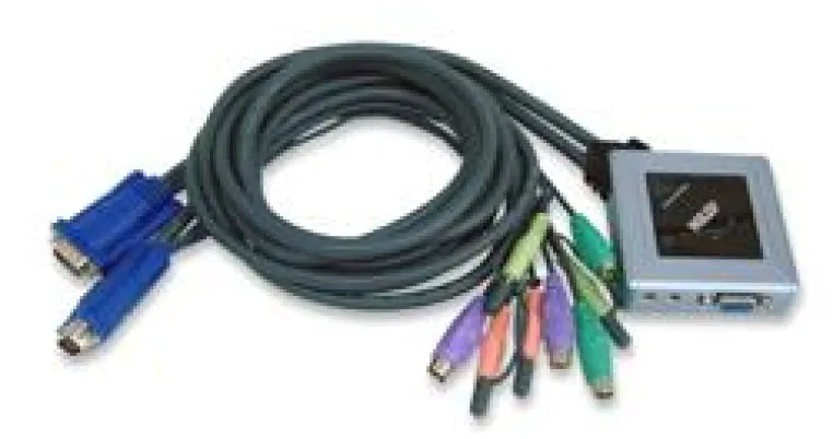 Bild: Petite CS-62B von ATEN - Innovativer 2-Port PS/2 KVM Switch mit integrierter Verkabelung