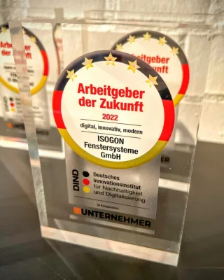 Bild: ISOGON Fenstersysteme in 2022 wiederholt als "Arbeitgeber der Zukunft" ausgezeichnet