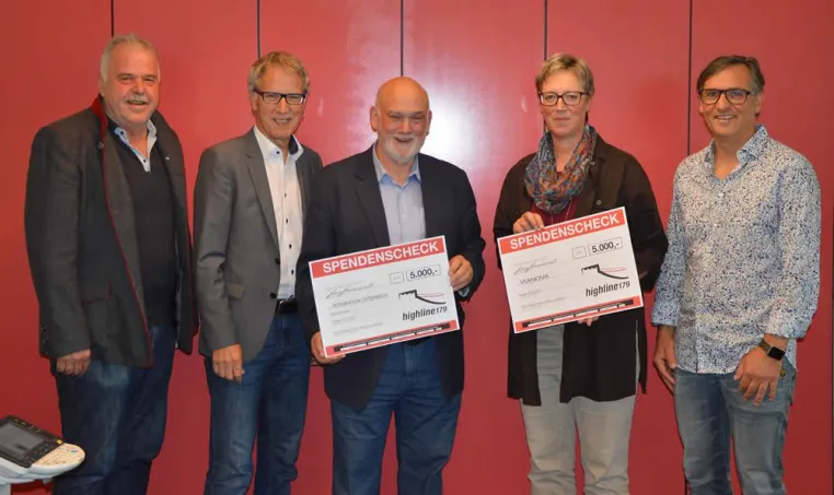 Bild: highline179 spendet 10.000 EUR an Vianova & Integration Österreich