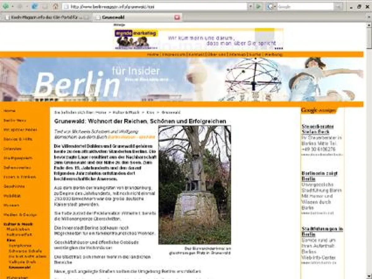 Neu: Filmspaziergang durch Grunewald auf Berlin-Magazin.info