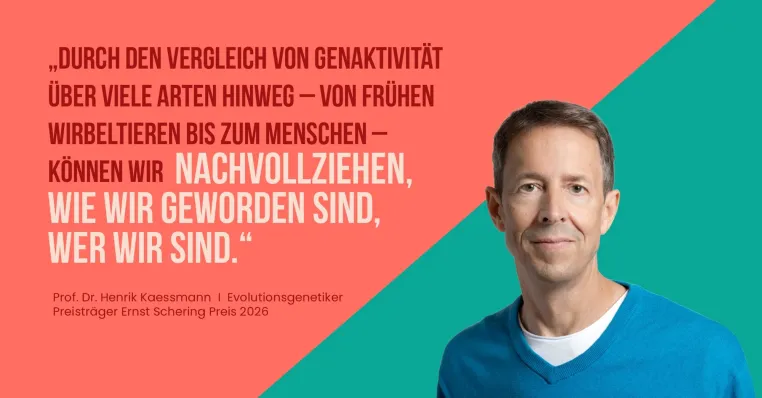 Bild: Henrik Kaessmann erhält den Ernst Schering Preis 2026 