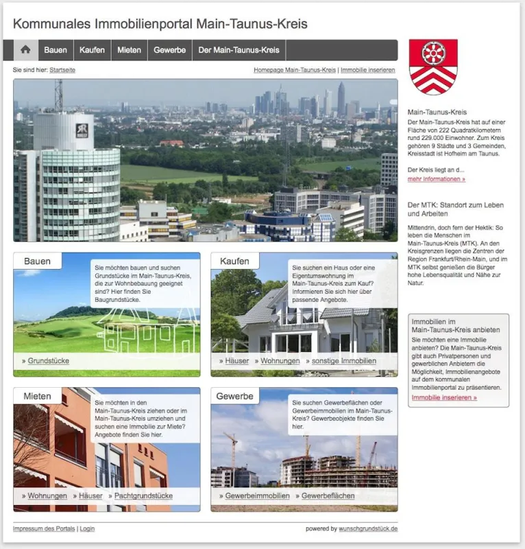 Das kommunale Immobilienportal des Main-Taunus-Kreises