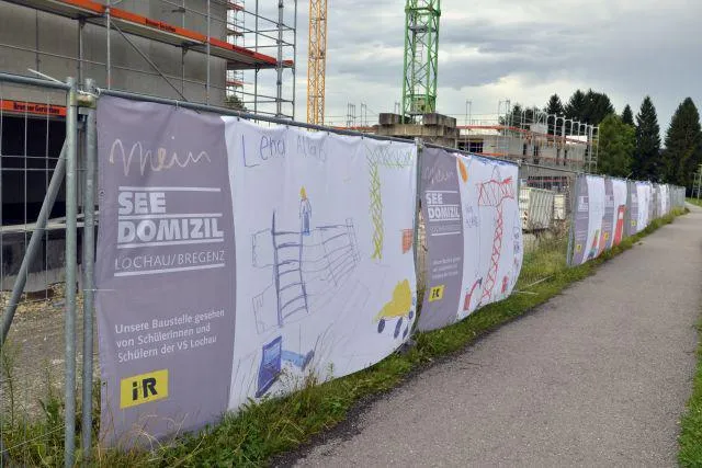 Bild: Lochauer Volksschüler zeichnen (für) i+R-Baustelle