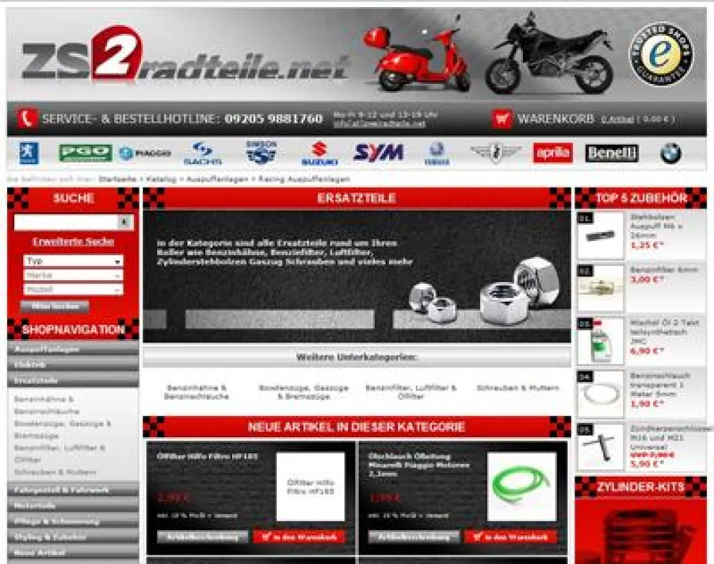 Der Onlineshop von www.zweiradteile.net