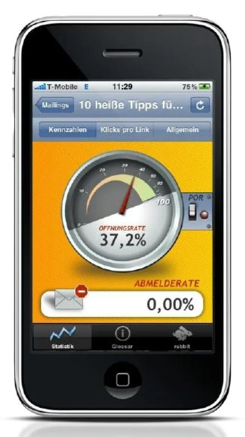 Versandstatistiken 2 go: Mit der App Inxmail iStats haben E-Marketer die wichtigsten statistischen Kennzahlen ihrer Versände stets griffbereit.