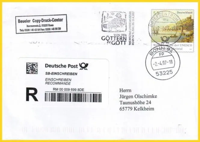 Bild: Das neue SB-Einschreiben und die Postgeschichte der Postpoints - moderne Postgeschichte