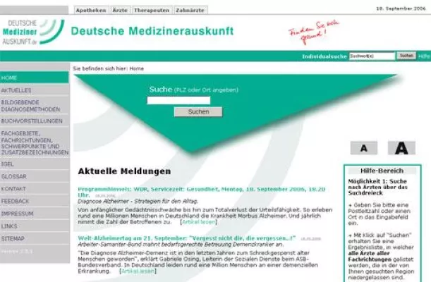 Bild: Wüssten Sie, wo Sie einen Arzt finden, der sich auf Chirotherapie spezialisiert hat?  -  Die Deutsche Medizinerauskunft ist online