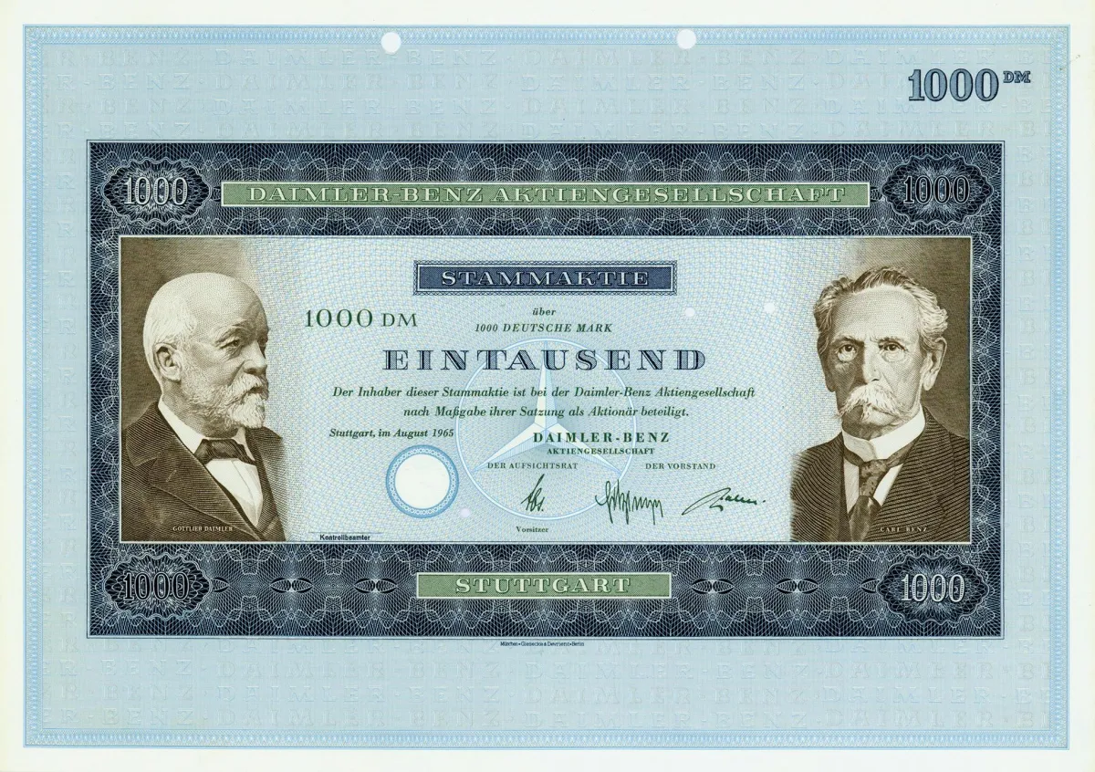 Aktie von Daimler-Benz über 1.000 DM