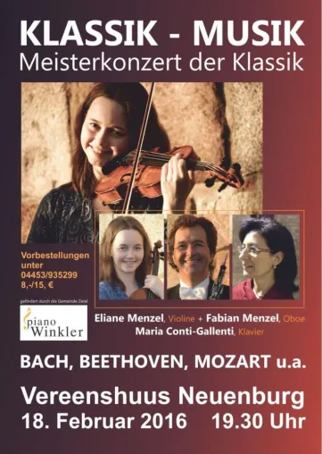 Konzertankündigung: Eliane und Fabian Menzel mit Maria Conti Gallenti am 18. Februar 2016 in Neuenburg Bild: Konzertankündigung: Eliane und Fabian Menzel mit Maria Conti Gallenti am 18. Februar 2016 in Neuenburg