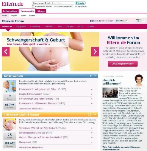 ELTERN.DE Community: Optimiertes Layout, erhöhte Usability, über 11 Mio. Beiträgen zu 670.000 Themen Bild: ELTERN.DE Community: Optimiertes Layout, erhöhte Usability, über 11 Mio. Beiträgen zu 670.000 Themen