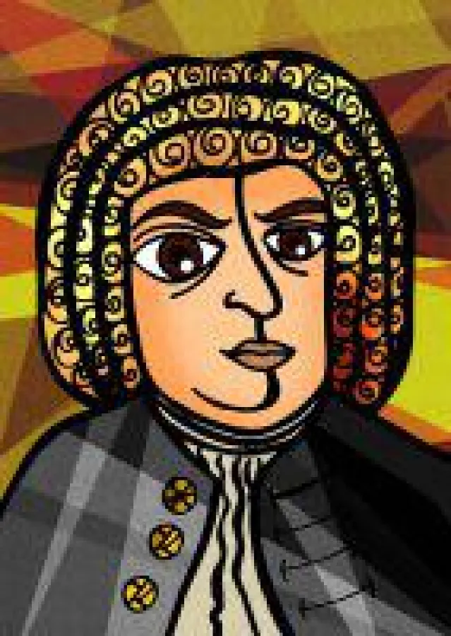 Grundlage für ein Bach-T-Shirt ist natürlich eines von runden 150 Portraits von Johann Sebastian Bach.