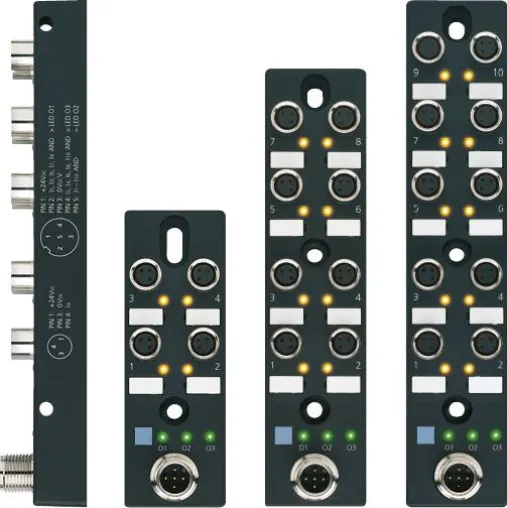Neue M8x1 I/O-Verteiler mit aktiver Logikfunktion Bild: Neue M8x1 I/O-Verteiler mit aktiver Logikfunktion