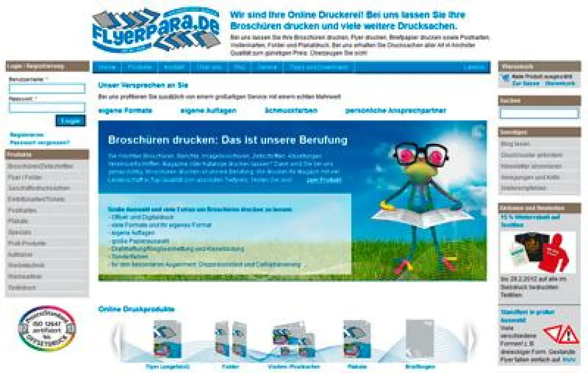 Die neue Webseite der Online Druckerei Flyerpara.de.