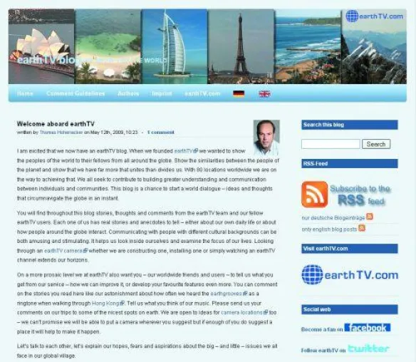 Bild: Blog around the World LIVE earthTV launcht Blog für CEO, Mitarbeiter und Nutzer