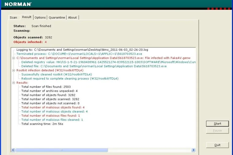 Bild: Norman Malware Cleaner mit Quarantäne-Funktion