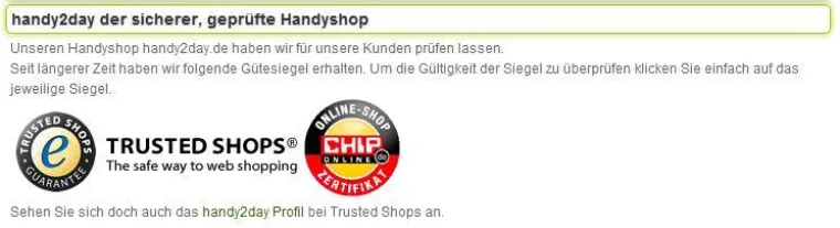 Bild: Sicher Handys kaufen bei handy2day