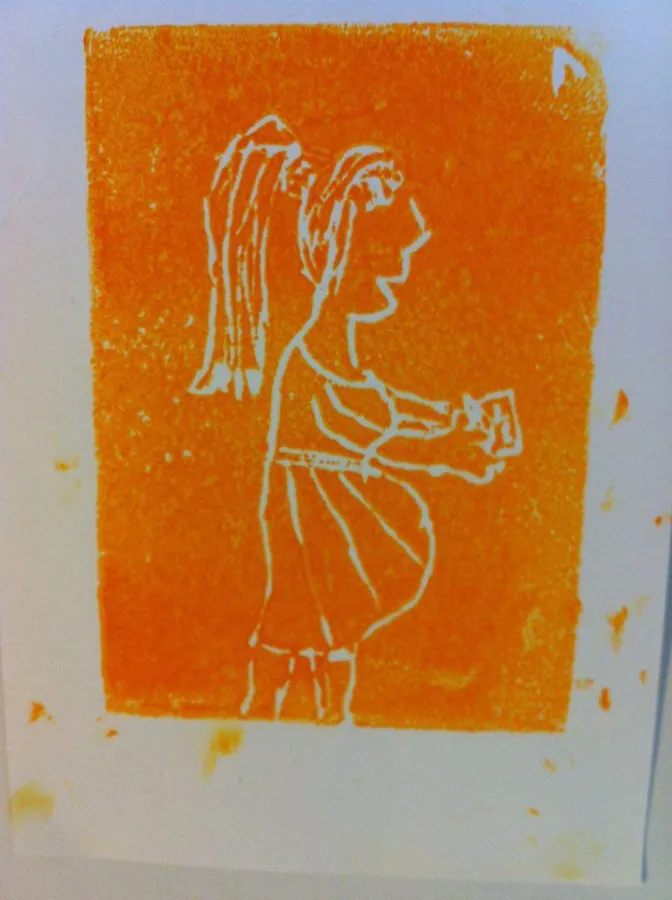 Schülerinnenbild aus der Projektarbeit 'Lernen im Geburtshaus'