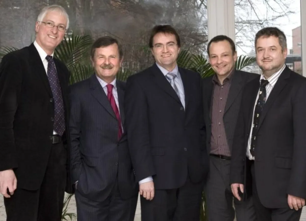 Prof. Dr. med. Dipl. Theol. Matthias Volkenandt, Dr. med. Frank Ulrich Montgomery, Initiator Prof. Dr. med. Matthias Augustin, Priv.-Doz. Dr. sc. hum. Oliver Nolte und Priv.-Doz. Dr. rer. nat. Werner 