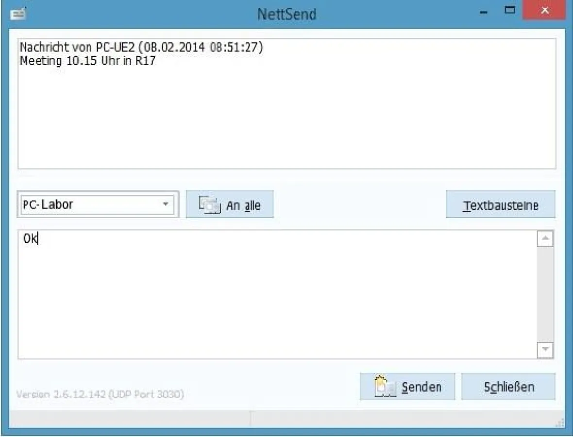 NettSend: Eingegangene Nachricht und Antwort