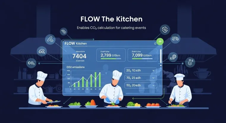 FLOW The Kitchen ermöglicht CO₂-Kalkulation für Catering-Eventst Bild: FLOW The Kitchen ermöglicht CO₂-Kalkulation für Catering-Eventst