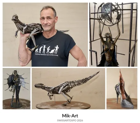 Mik-Art vereint harte Kanten mit filigraner Formsprache an der SWISSARTEXPO 2026 Bild: Mik-Art vereint harte Kanten mit filigraner Formsprache an der SWISSARTEXPO 2026