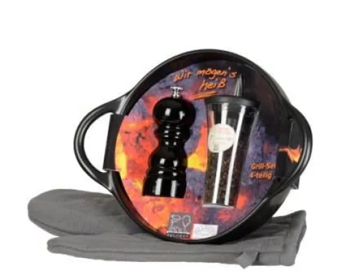 Bild: Grill-Genuss der neuen Art - PEUGEOT Pfeffermühle &Gewürzdose plus PILLIVUYT Grillporzellan & Grillhandschuh