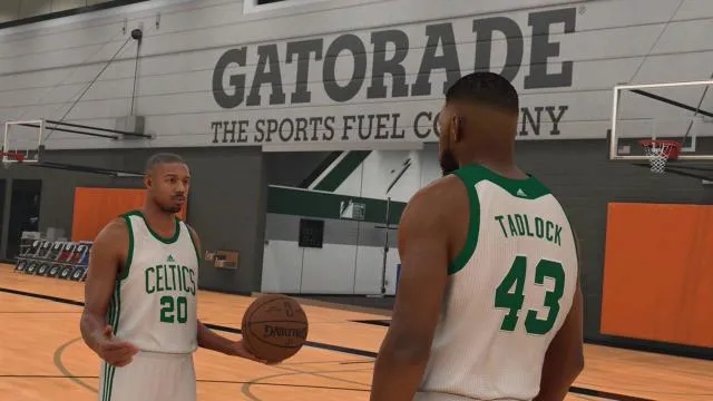 Schauspieler Michael B. Jordan im Meine KARRIERE-Modus von NBA 2K17 Bild: Schauspieler Michael B. Jordan im Meine KARRIERE-Modus von NBA 2K17