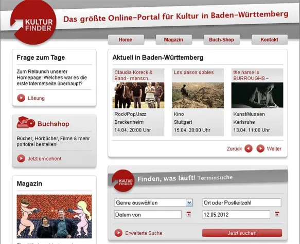 Bild: Finden statt suchen auf kulturfinder-bw.de: Neuer Internet-Auftritt für die größte Kulturplattform im Land