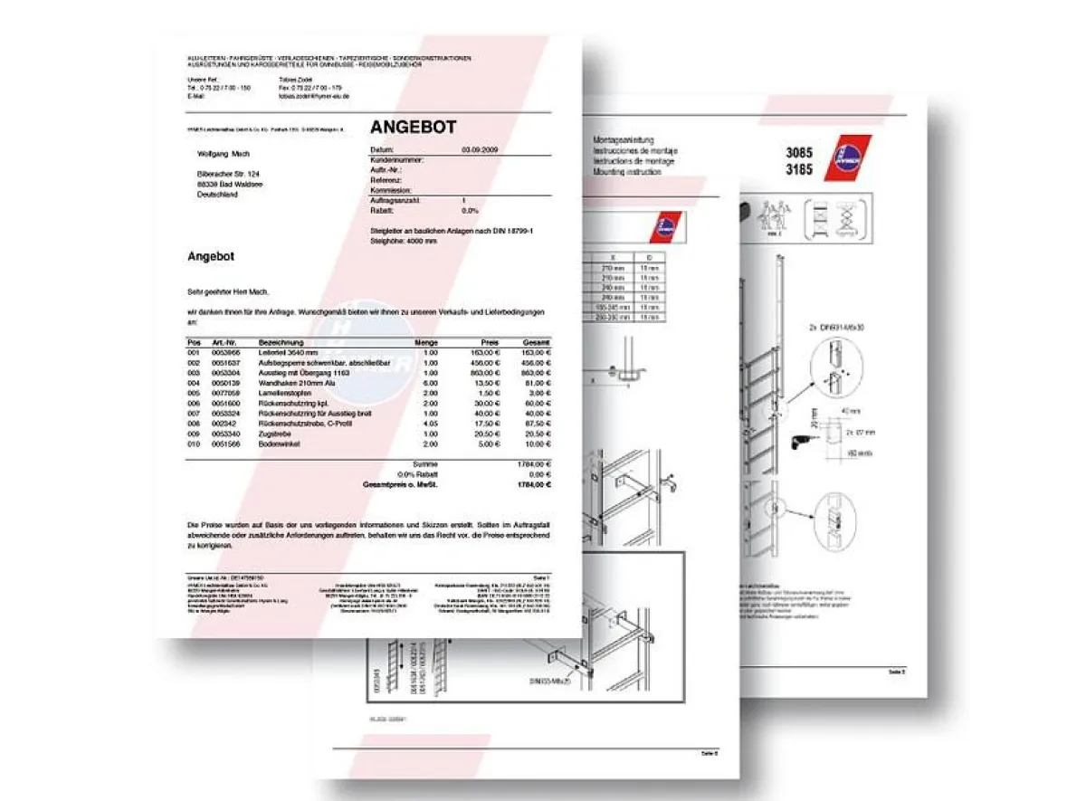 Der Online-Konfigurator für Leitern von Hymer-Leichtmetallbau.