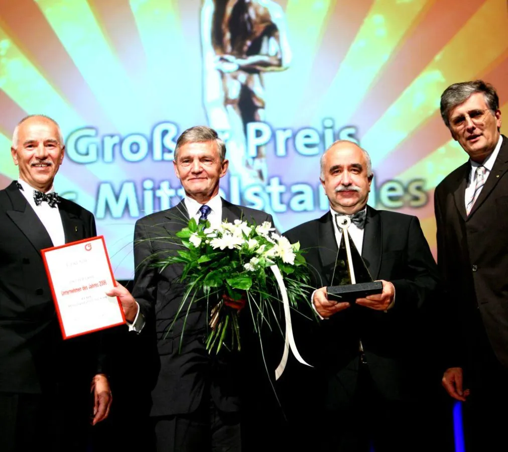 BVMW-Landesgeschäftsführer Bodo Schwarz, Dr. Claus Martin und Reinhard Sturm Geschäfstführung der GWT, BVMW-Landespräsident Dr. Jochen Leonhardt (v.l.)