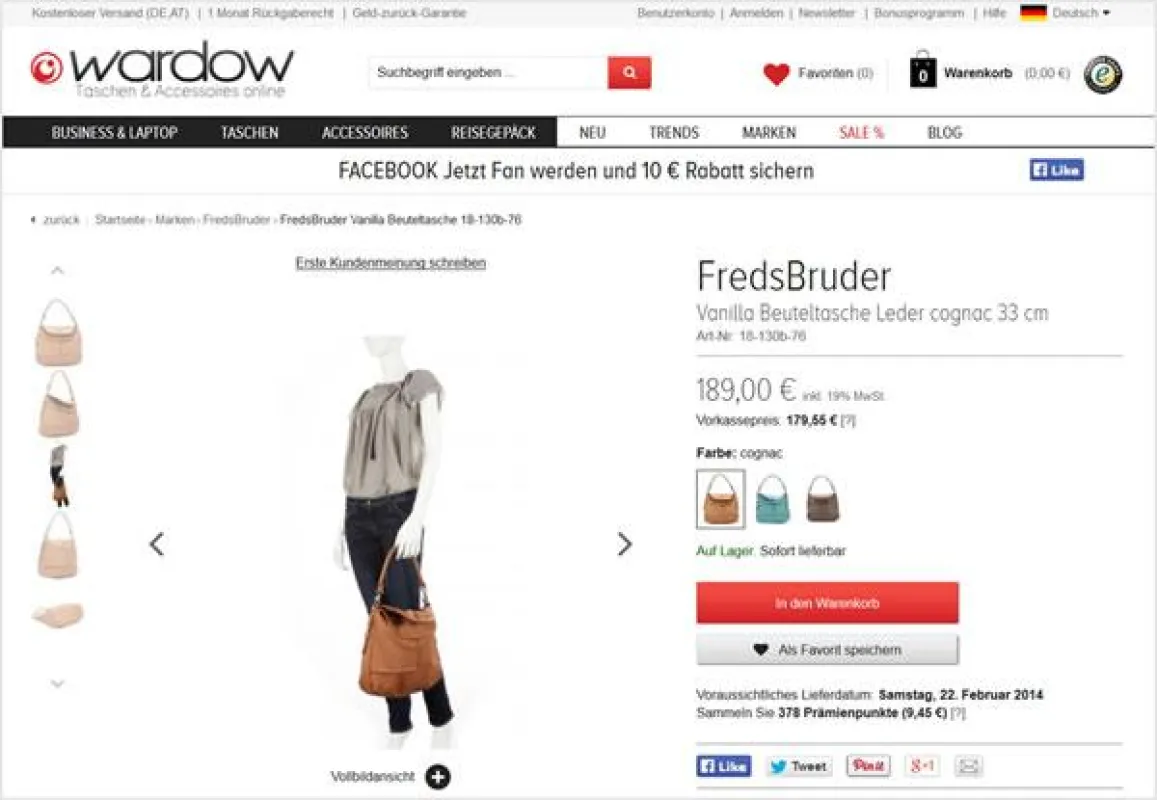 Neue Produktansicht: Wanda präsentiert Taschen bei wardow.com