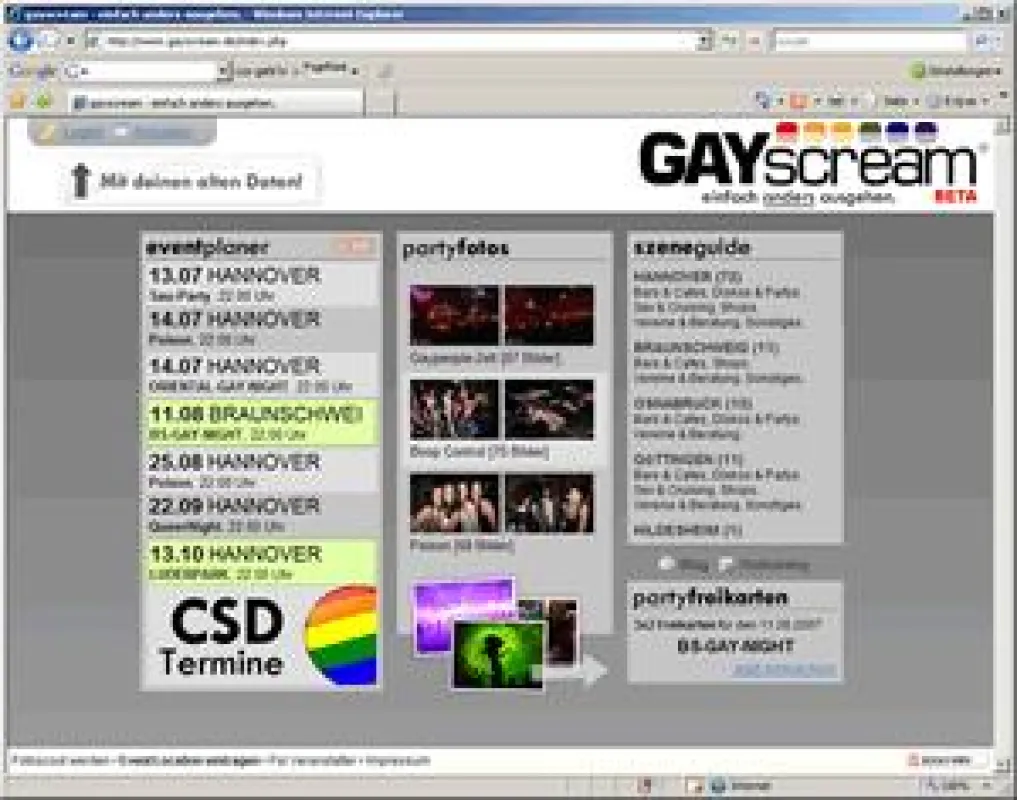 Screenshot des Dienstes