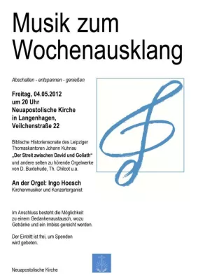 "Musik zum Wochenausklang" am 04.05.2012 in Langenhagen Bild: "Musik zum Wochenausklang" am 04.05.2012 in Langenhagen