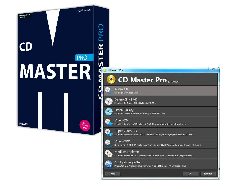 Franzis CD MASTER PRO- einfach nur brennen, kopieren und sichern am Mac und PC