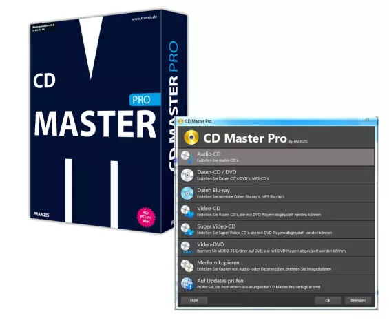 Bild: Franzis CD MASTER PRO- einfach nur brennen, kopieren und sichern am Mac und PC