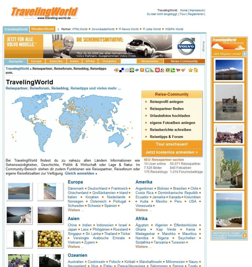 Screenshot www.traveling-world.de