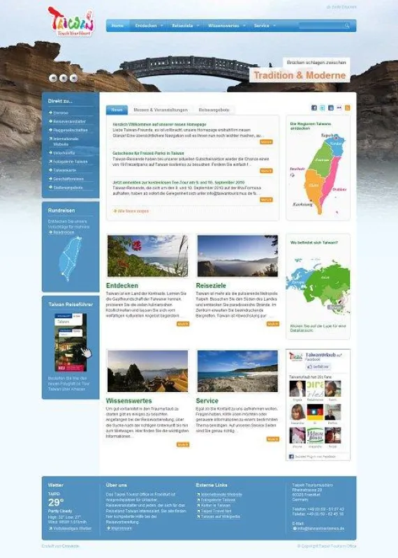 Große Hintergrundbilder zeigen das Land von seiner schönsten Seite. Zudem können Artikel in ein PDF-Notizbuch gespeichert und als individueller Reiseführer ausgedruckt werden.