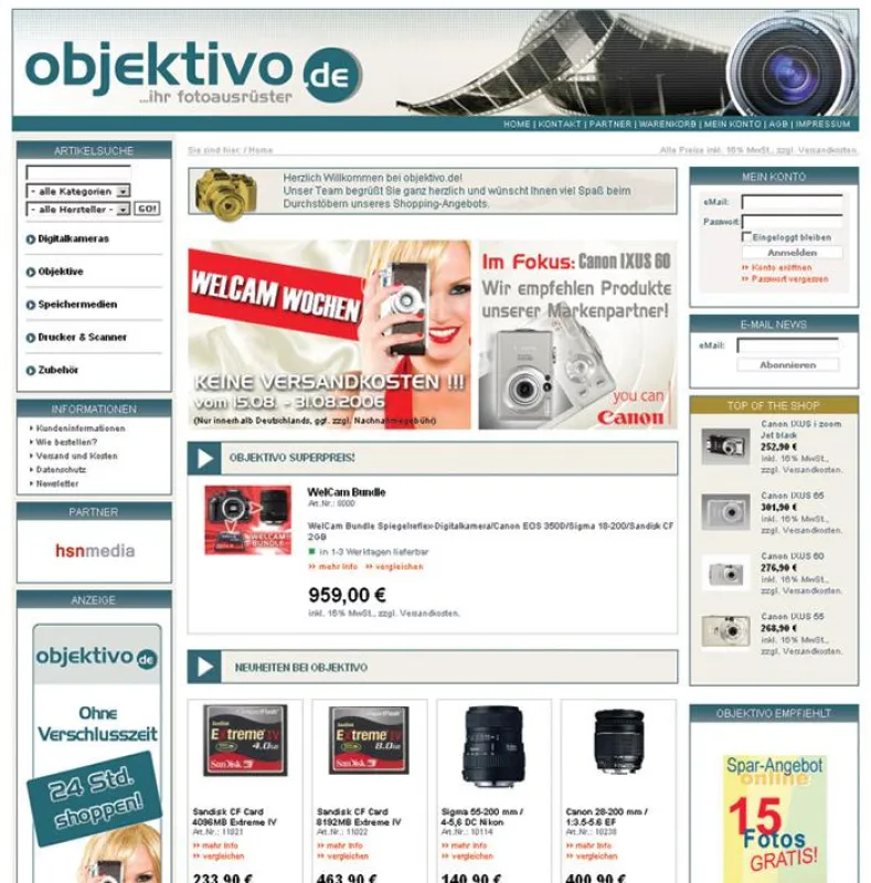 objektivo.de - Das große FotoShoppingPortal (Screenshot)
