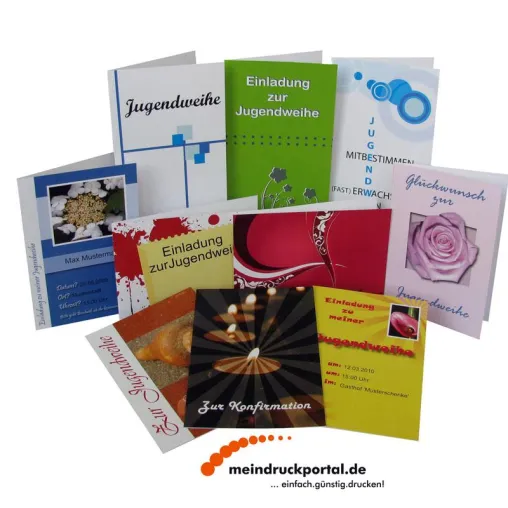Bild: Individuelle Einladungen, Gruß- und Glückwunschkarten zur Jugendweihe und Konfirmation von meindruckportal.de