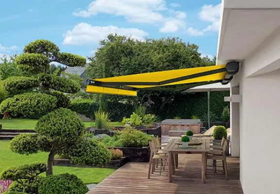 Freie Farbwahl: Markisen gibt es nun auch mit Tüchern in der Lieblingsfarbe Bild: Freie Farbwahl: Markisen gibt es nun auch mit Tüchern in der Lieblingsfarbe