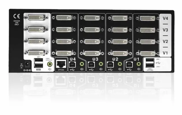 Bild: ADDERVIEW PRO bietet flexibles Dual-Link DVI, True-Emulation USB und Audio Umschalten für Multi-Video Systeme