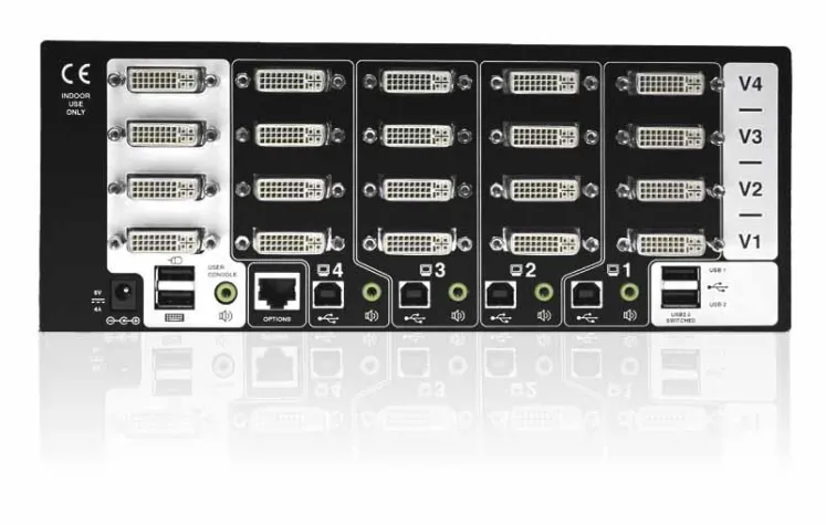 Bild: ADDERVIEW PRO bietet flexibles Dual-Link DVI, True-Emulation USB und Audio Umschalten für Multi-Video Systeme