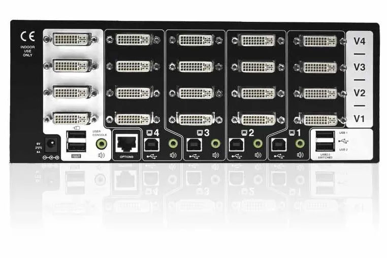 Bild: ADDERVIEW PRO bietet flexibles Dual-Link DVI, True-Emulation USB und Audio Umschalten für Multi-Video Systeme