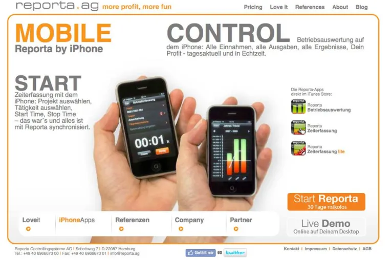Bild: Zeiterfassung per iPhone: Reporta freut sich über 11.111 Downloads
