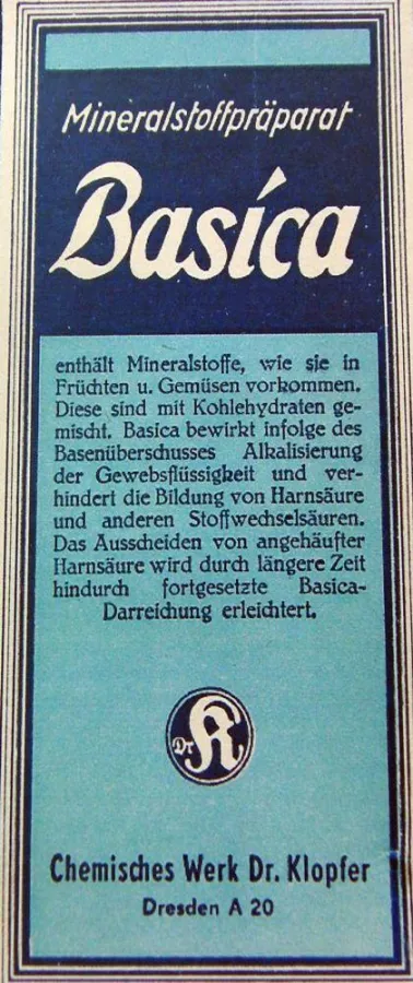 Bereits im Jahr 1930 kam Basica 