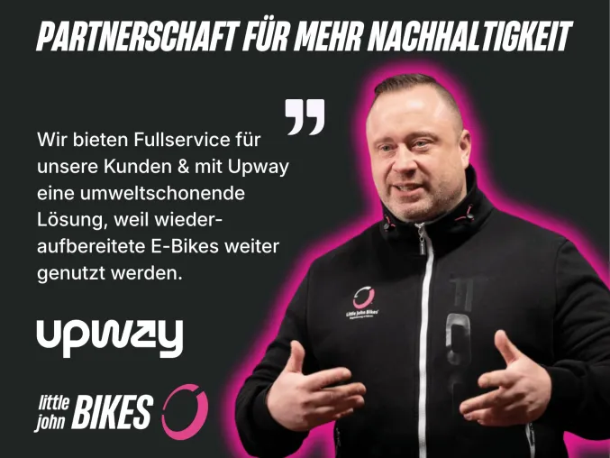Bild: Upway und Little John Bikes: Kooperation für mehr E-Bike-Wiederaufbereitung.