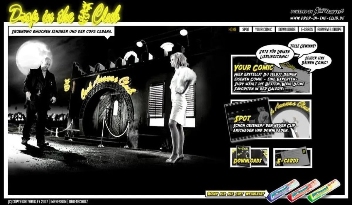 Auf www.drop-in-the-club.de kann mit einem weltweit einzigartigen Comic Creator eine eigene Comic-Story gestaltet werden.