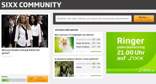 Bild: Die 1. Voting-Community aus der Cloud – Voycer-Technologie ermöglicht neue sixx.de-Community